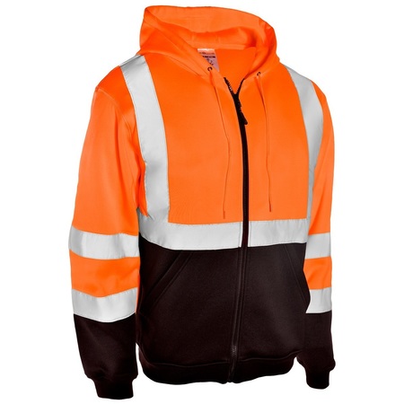 KISHIGO XL, Orange, Class 3, Hoodie Sweatshirt With Zipper JS103-XL